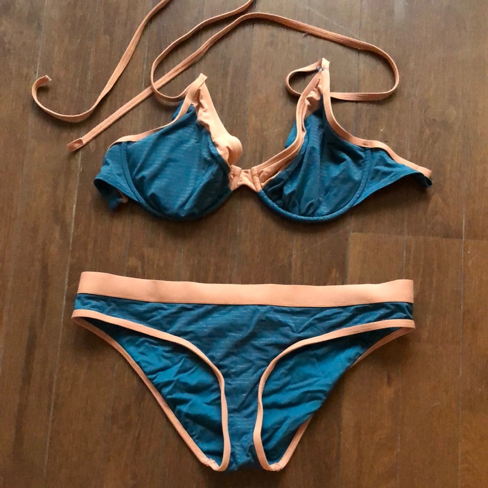 Teal and Peach Women's Bikini Set free with bundle